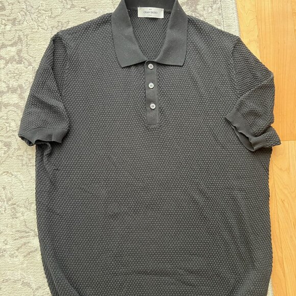 Gran Sasso Men's Cotton Popcorn Polo - Picture 1 of 1